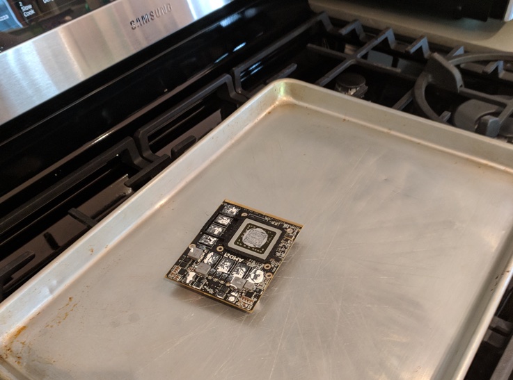 a late-2009 iMac GPU after being backed at 200°C (392°F)